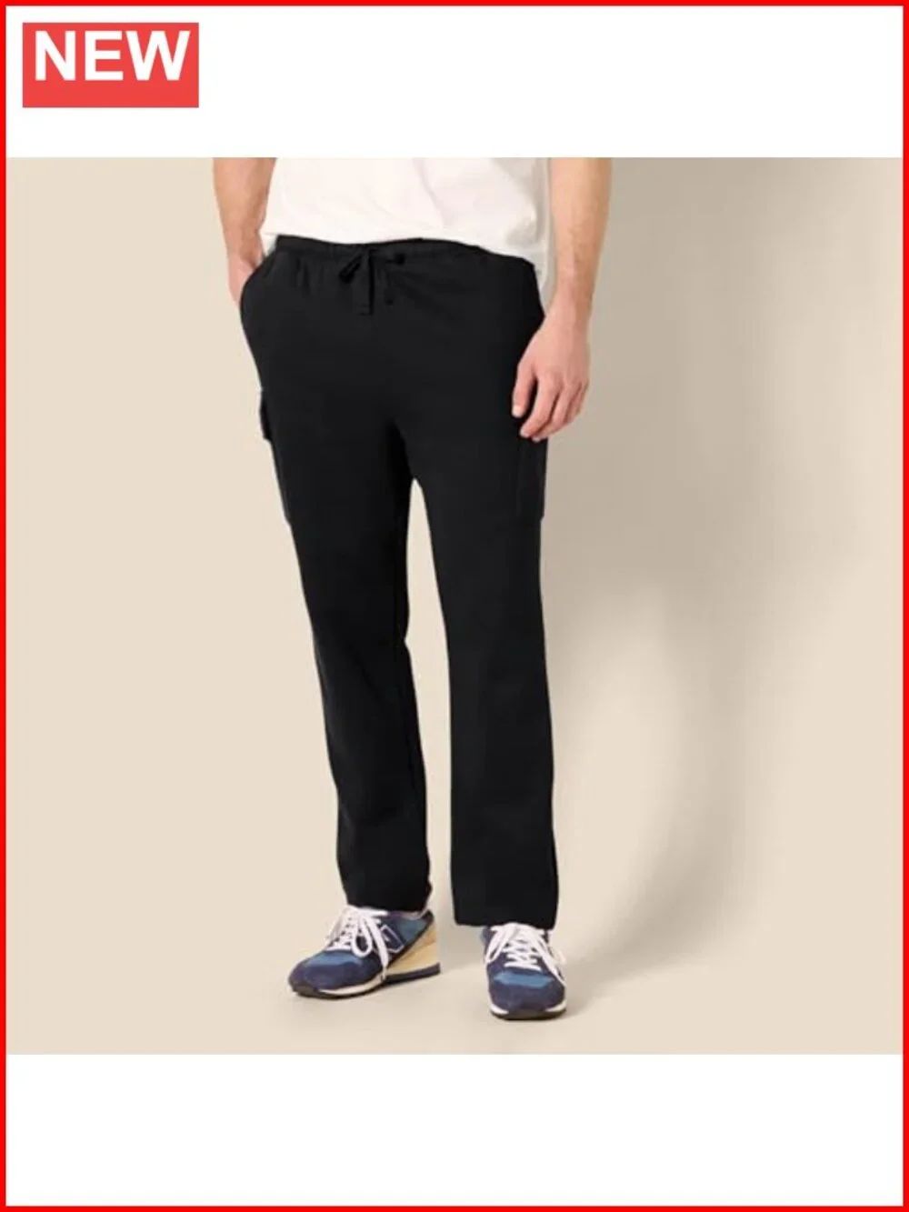 Men's Relaxed Fit Cargo Fleece Sweatpants Open Bottom